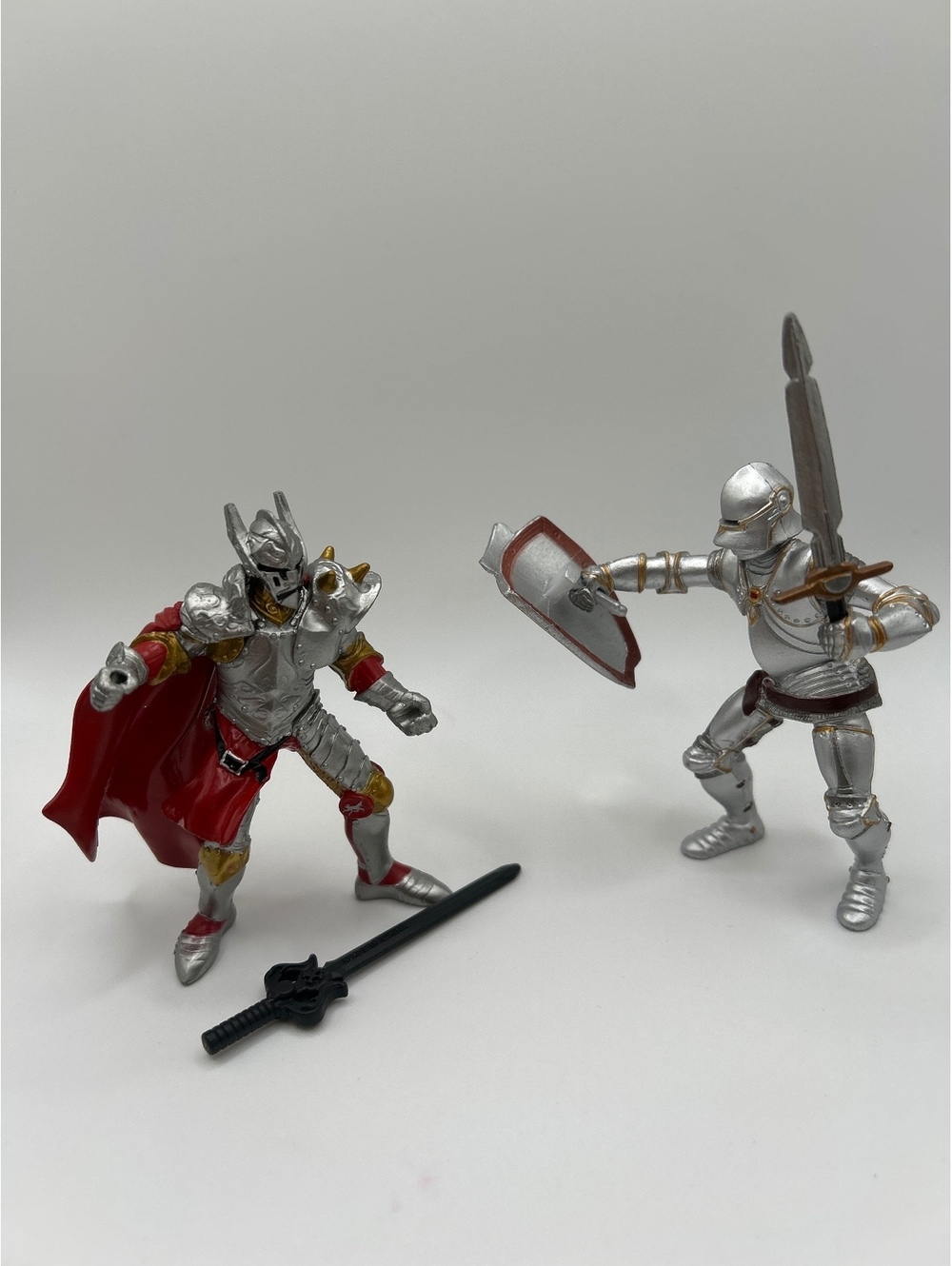 Papo Medieval Knights Lot - Knight with Iron Mask 36031 & 2002 Silver Jousting